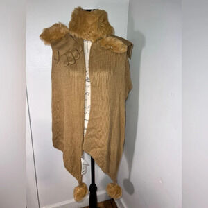 Harve Benard, OS, camel faux fur scarf w/Pom Pom, headband, gloves, set NWT